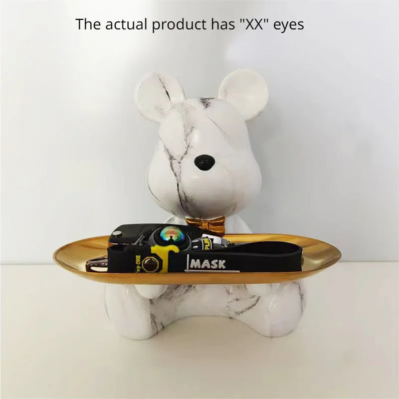 Graffiti Bear Figurine Home Decoration Animal Statue Keys Candy Storage Shelf Modern Room Sculpture Table Decor Statues Ornament