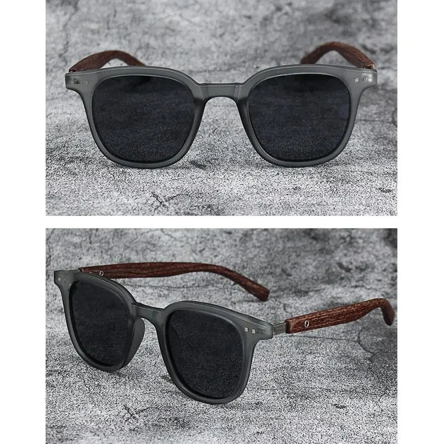 Trendy Retro Wood Grain Sunglasses - Polarized UV Protection for Men & Women, Perfect for Cycling & Outdoor Street Photography