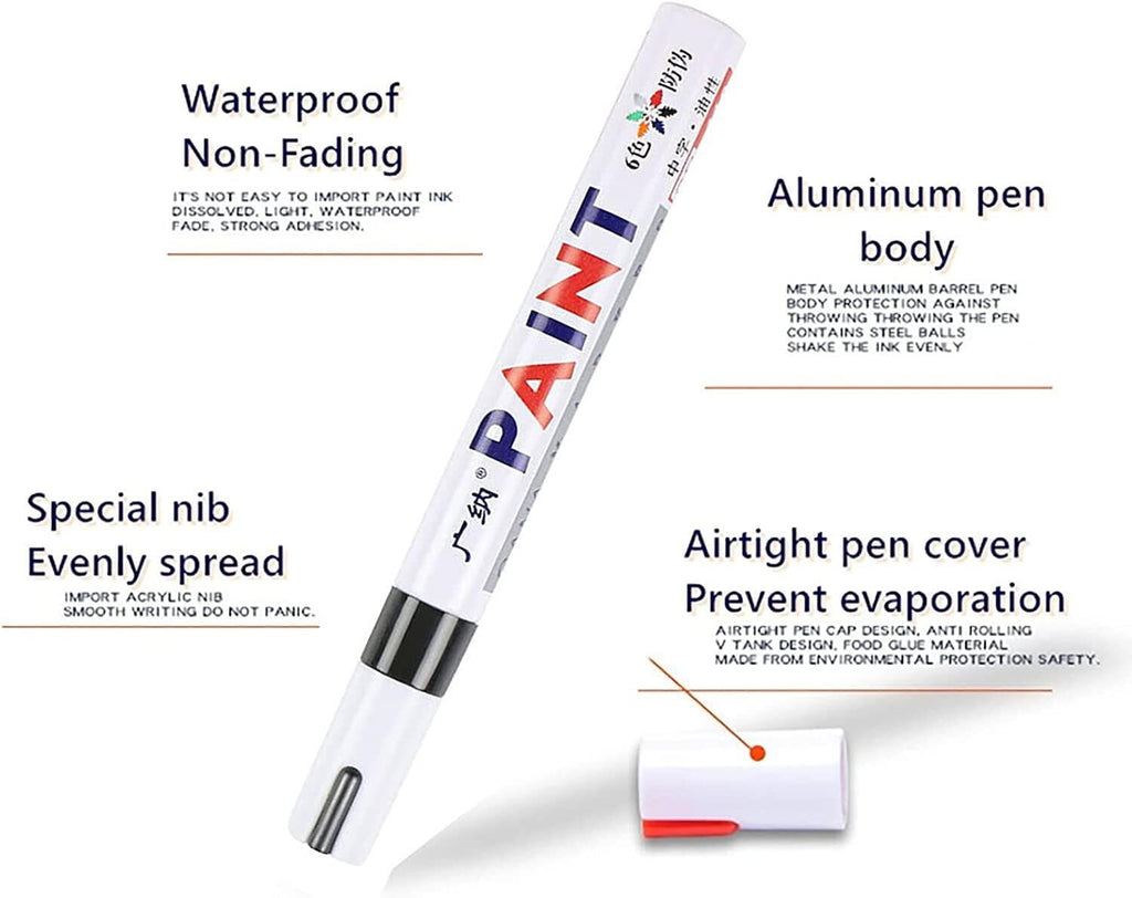 1Pc Car Oily Painting Pen Waterproof Permanent Graffiti Touch Up Tyre Marker Auto Rubber Tire Tread Mark Pen for Bike Cars Metal