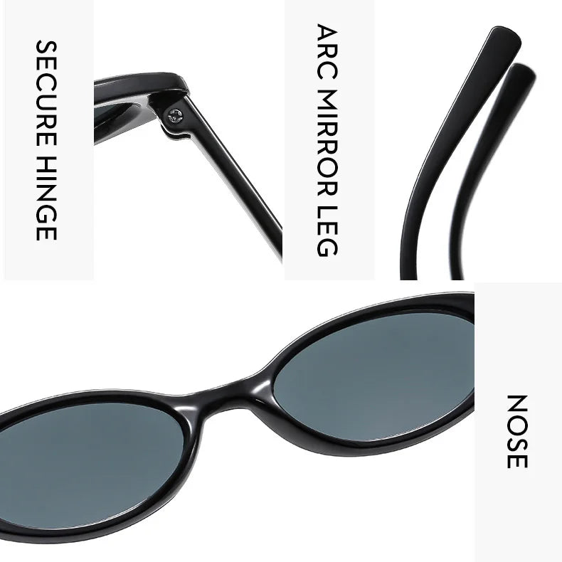 New Small Oval Sunglasses Women Men Trendy Vintage Hip Hop Cat Eye Sun Glasses Female Leopard Black Punk Eyewear UV400 Oculos