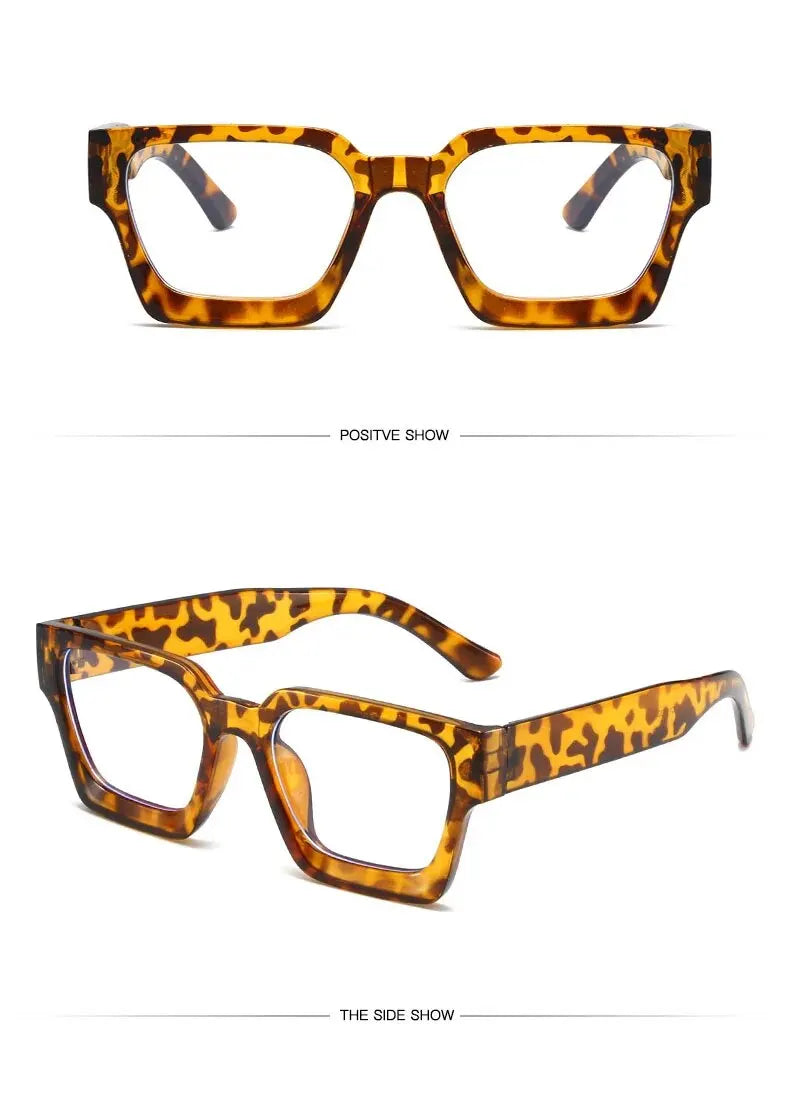 Texture Thick Edge Square Frame Decoration Street Wear Flat Mirror European And American Anti-blue Glasses