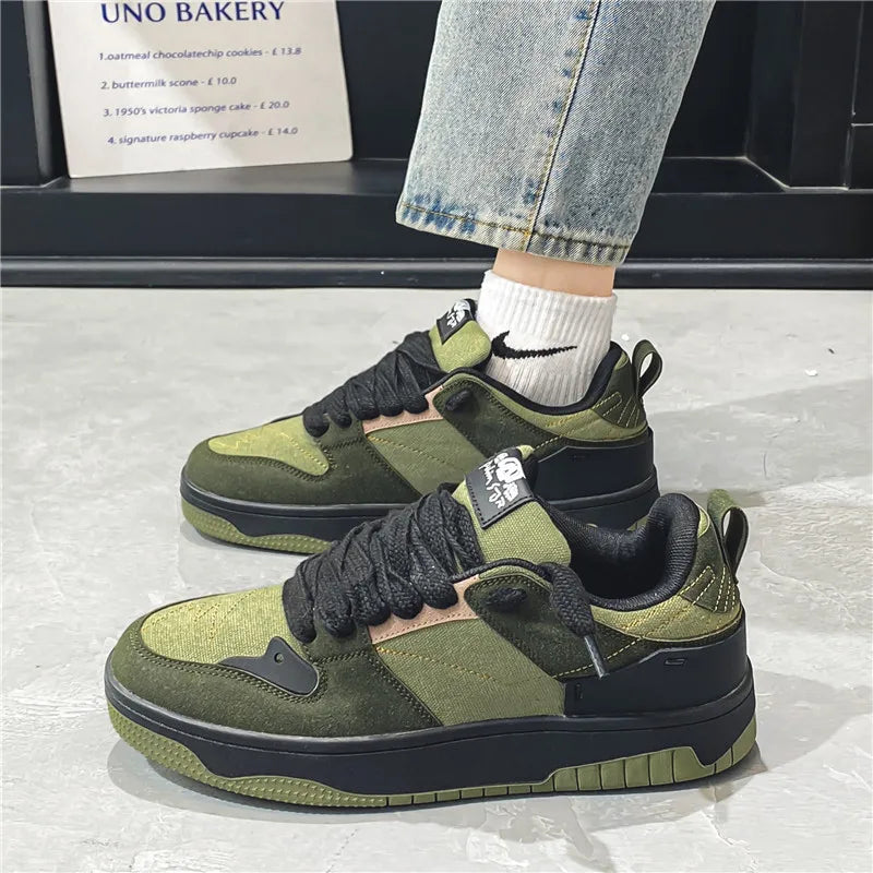 Fashion Green Men's Casual Sneakers Street Youth Sport Skateboard Shoes Men Designer Skateboarding Men Sneaker zapatillas hombre