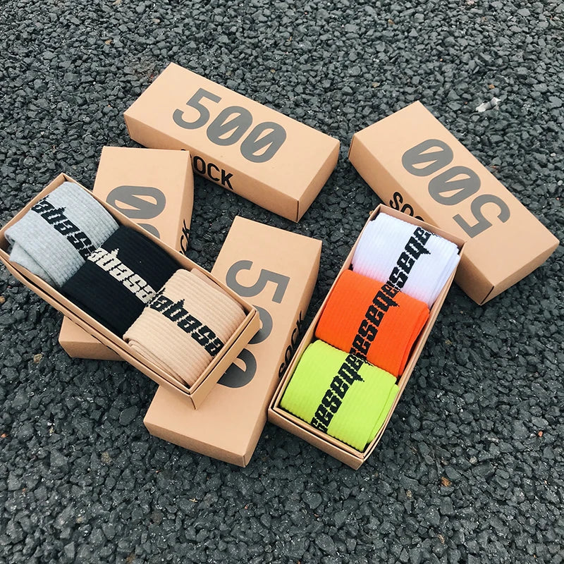 Streetwear Skateboard Harajuku CPFM Kanye West Socks Letter Coconut 350 Calabasas Rap Basketball Hip Hop Fashion Cotton Socks