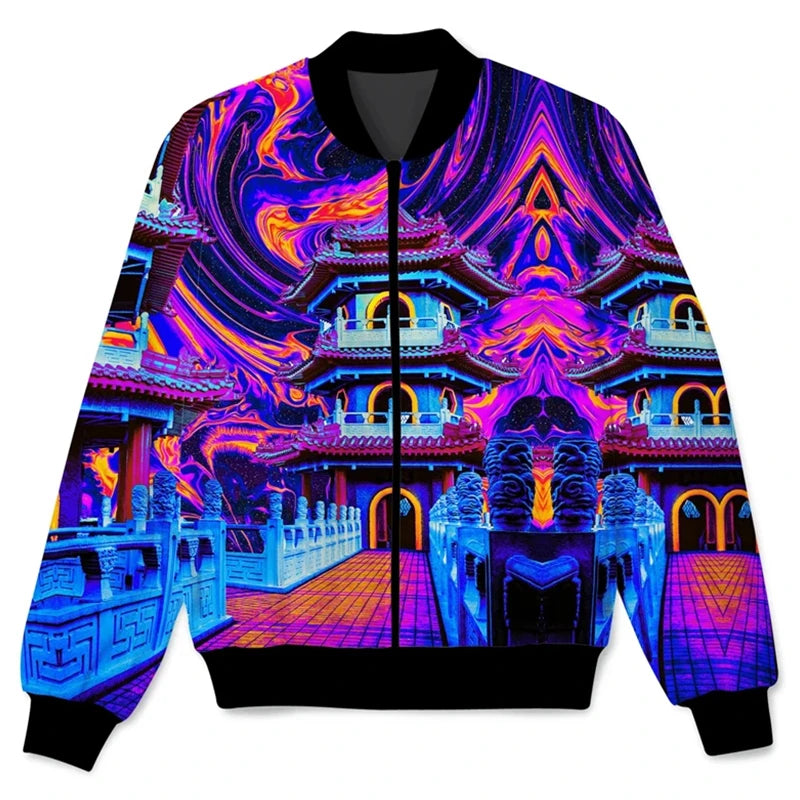 New Funny Graffiti Pattern 3D Jacket Men Women Harajuku Hip Hop Street Style Coat Casual Stand Collar ZiP Sweatshirt Jacket Tops