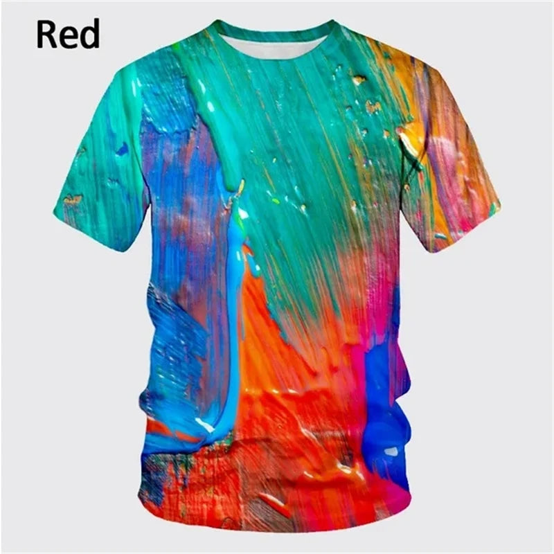 Graffiti Paint 3D Printed T-shirt Summer New Men's Fashion Splash Ink New Short-sleeved Top Cool T Shirt Streetwear Baggy Tees