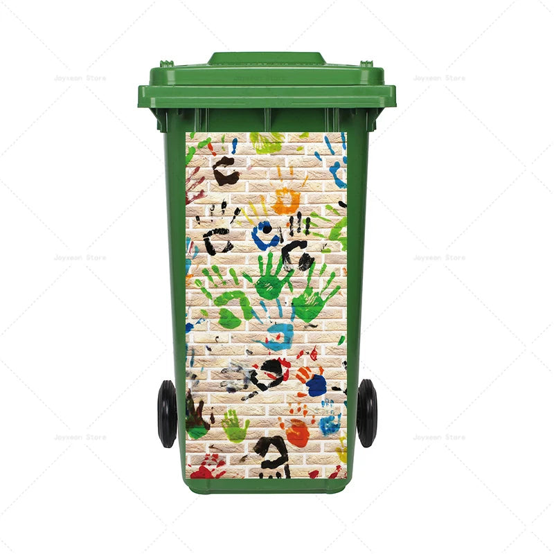 Art Graffiti Trash Can Sticker Kitchen Trash Can Waterproof Decoration Sticker Design Wallpaper Poster Cabinet Closet Stickers