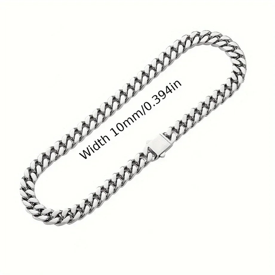 316 Stainless Steel Plated 18k Gold Fashion 8.10.12mm Encrypted Cuban Chain Rap Hip Hop Men Women Bracelet Necklace Accessories