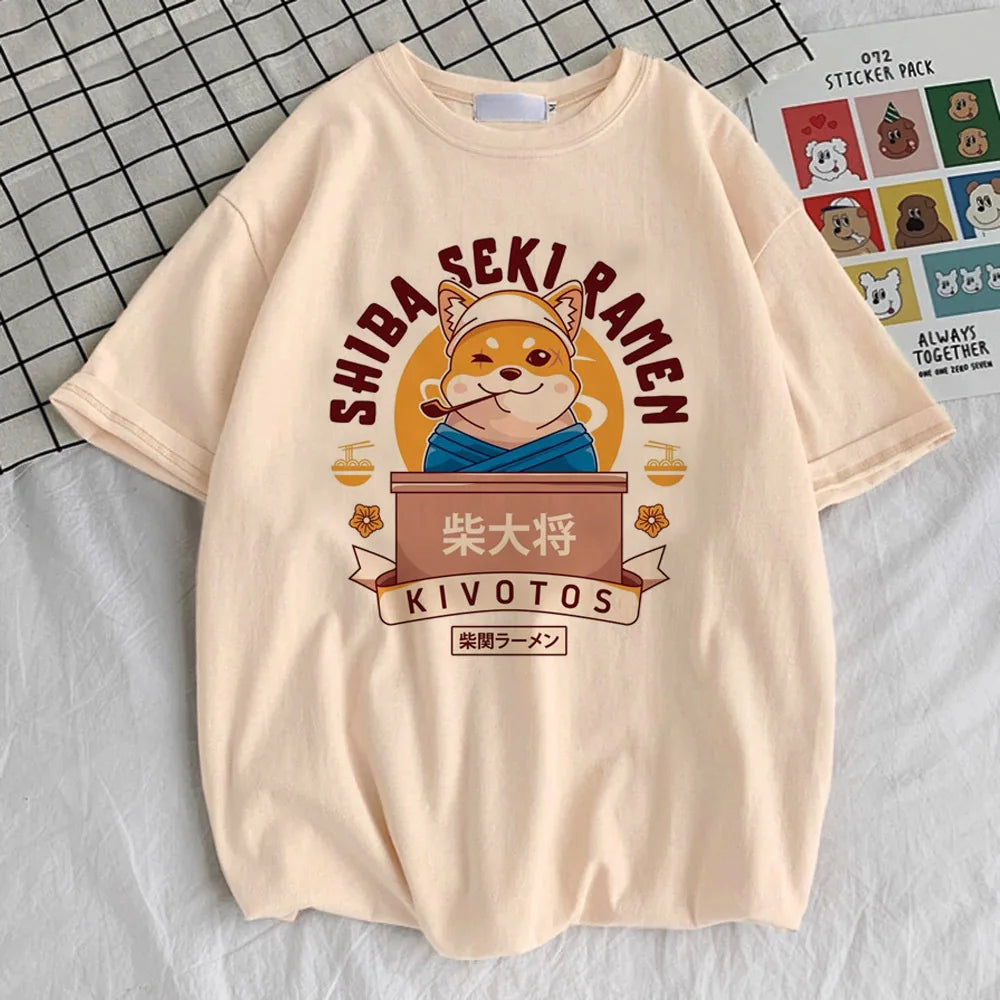 Shiba Inu tshirt teen graphic Pop Culture Grunge Digital University shirt Trendy Vintage anime Breathable hip hop 2000s