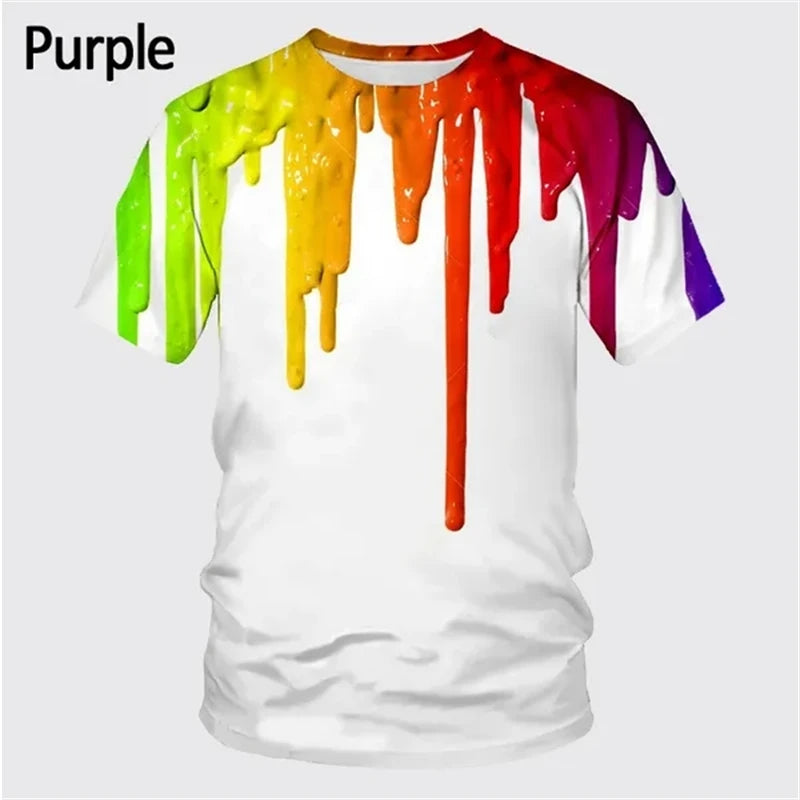 Graffiti Paint 3D Printed T-shirt Summer New Men's Fashion Splash Ink New Short-sleeved Top Cool T Shirt Streetwear Baggy Tees