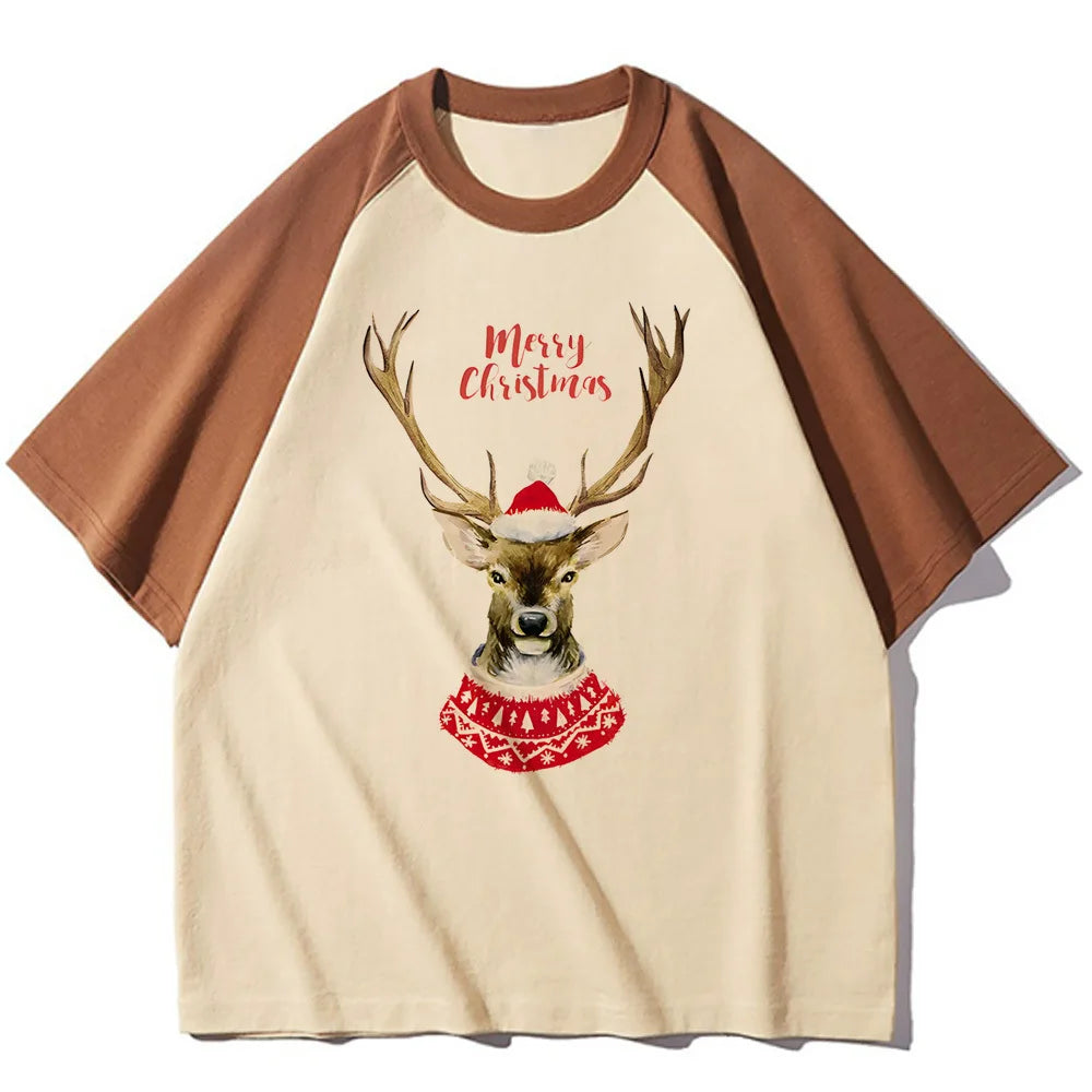 Christmas top tees teen Colorful Vintage aesthetic Grunge Y2k korean clothes tshirt hip hop Graphic harajuku Grunge Pop Culture