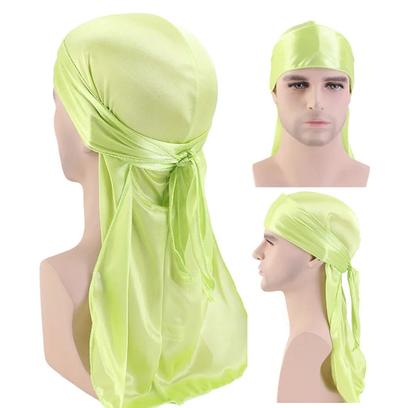Long Tail Unisex Adult Satin Doo Rag Durag Bandanas Cap Pirate Hat Turban Men Hip Hop Headband Biker Headwrap Women Headwear