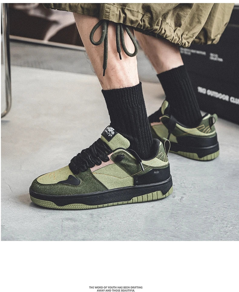 Fashion Green Men's Casual Sneakers Street Youth Sport Skateboard Shoes Men Designer Skateboarding Men Sneaker zapatillas hombre