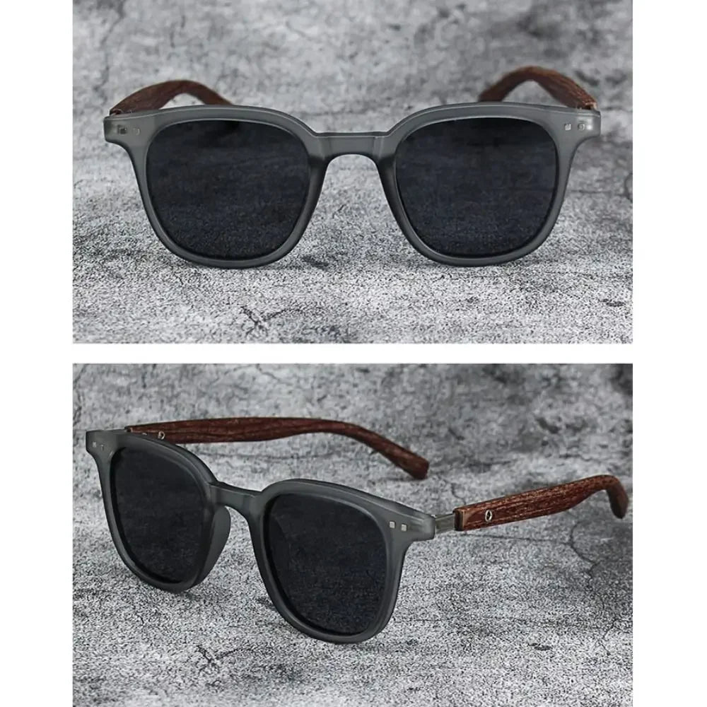 Trendy Retro Wood Grain Sunglasses - Polarized UV Protection for Men & Women, Perfect for Cycling & Outdoor Street Photography