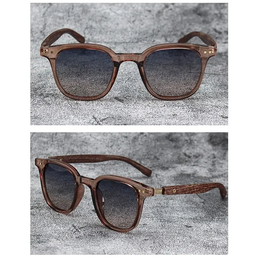 Trendy Retro Wood Grain Sunglasses - Polarized UV Protection for Men & Women, Perfect for Cycling & Outdoor Street Photography