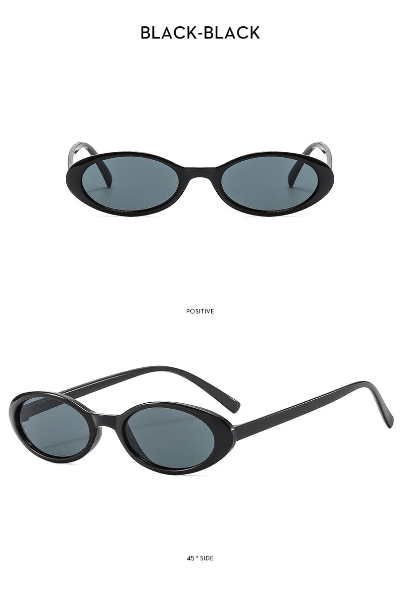 New Small Oval Sunglasses Women Men Trendy Vintage Hip Hop Cat Eye Sun Glasses Female Leopard Black Punk Eyewear UV400 Oculos