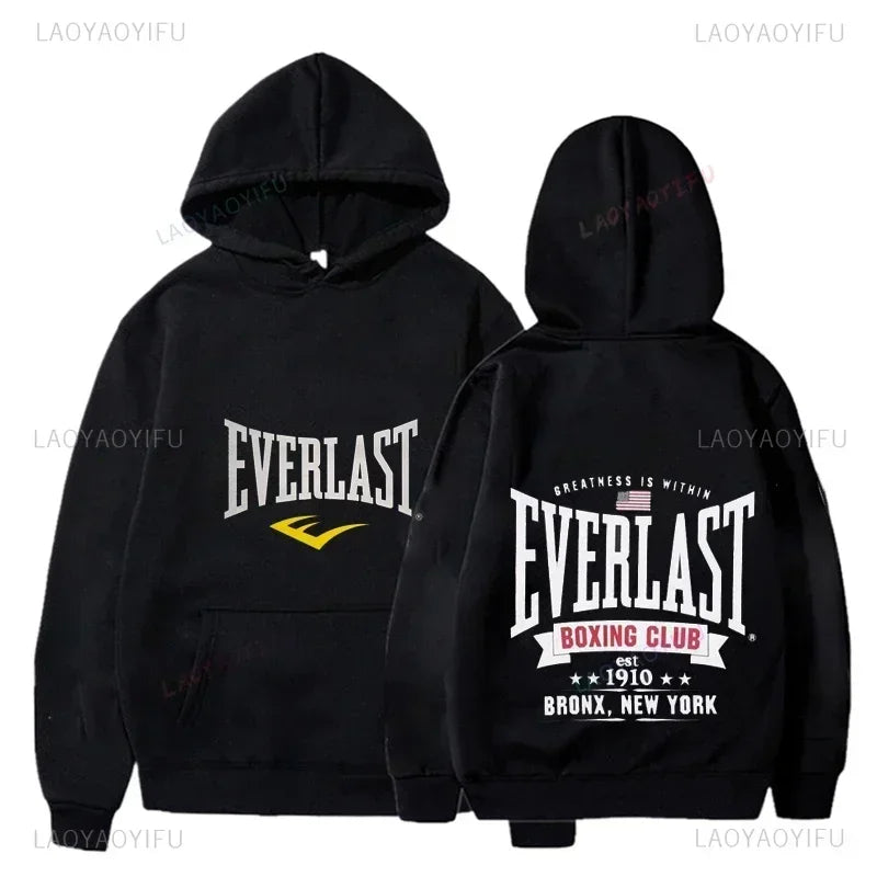 2025 Harajuku Casual Everlast Logo Font Graphic Hoodie Winter Man Sweatshirt Classic Hot Products Selling Street Wear Trends