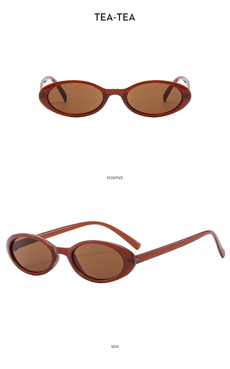 New Small Oval Sunglasses Women Men Trendy Vintage Hip Hop Cat Eye Sun Glasses Female Leopard Black Punk Eyewear UV400 Oculos