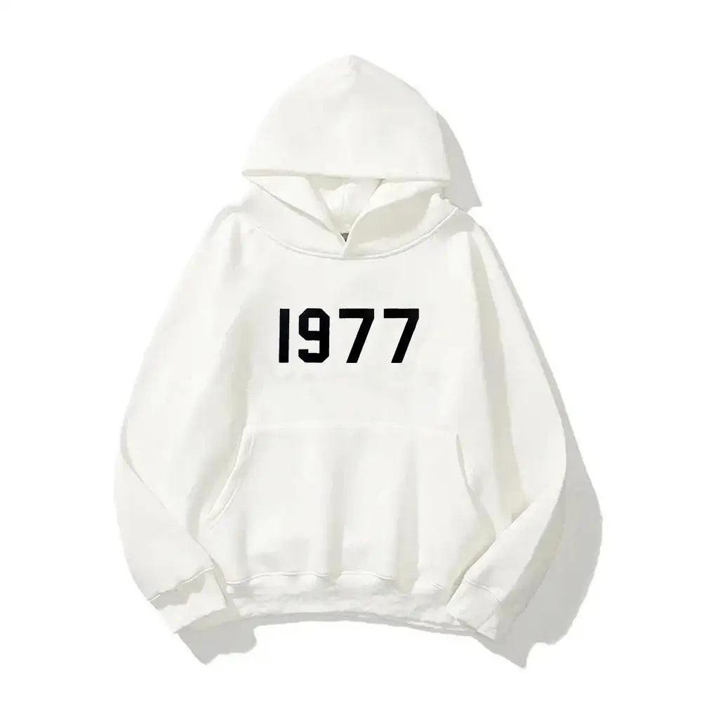Digital 1977 Printed Women's Fleece Hoodie Warm Men's Sweatshirt Fashion Street Wear Casual Loose Pullover
