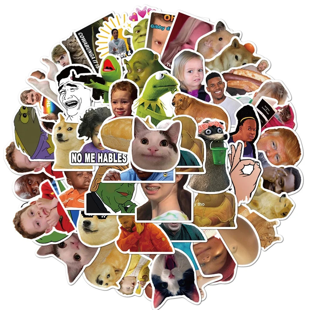50PCS Funny Meme Graffiti Stickers Flakes For Cars Motorcycles Furniture Luggage Skateboards Lable