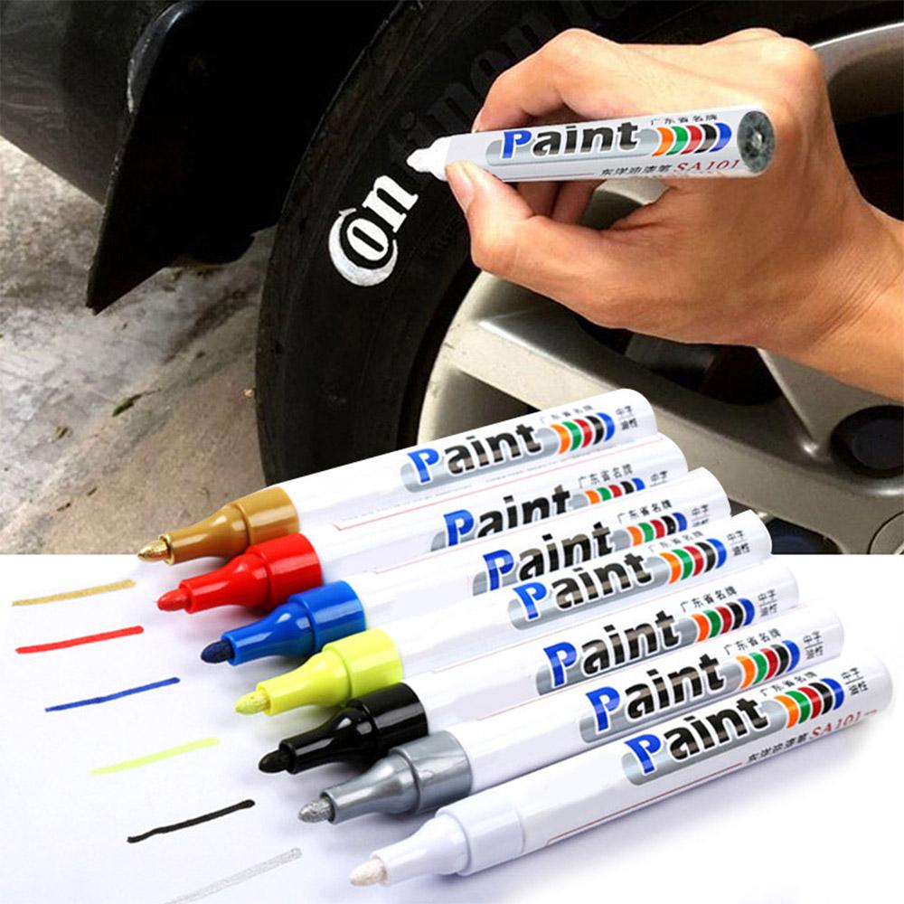 1Pc Car Oily Painting Pen Waterproof Permanent Graffiti Touch Up Tyre Marker Auto Rubber Tire Tread Mark Pen for Bike Cars Metal