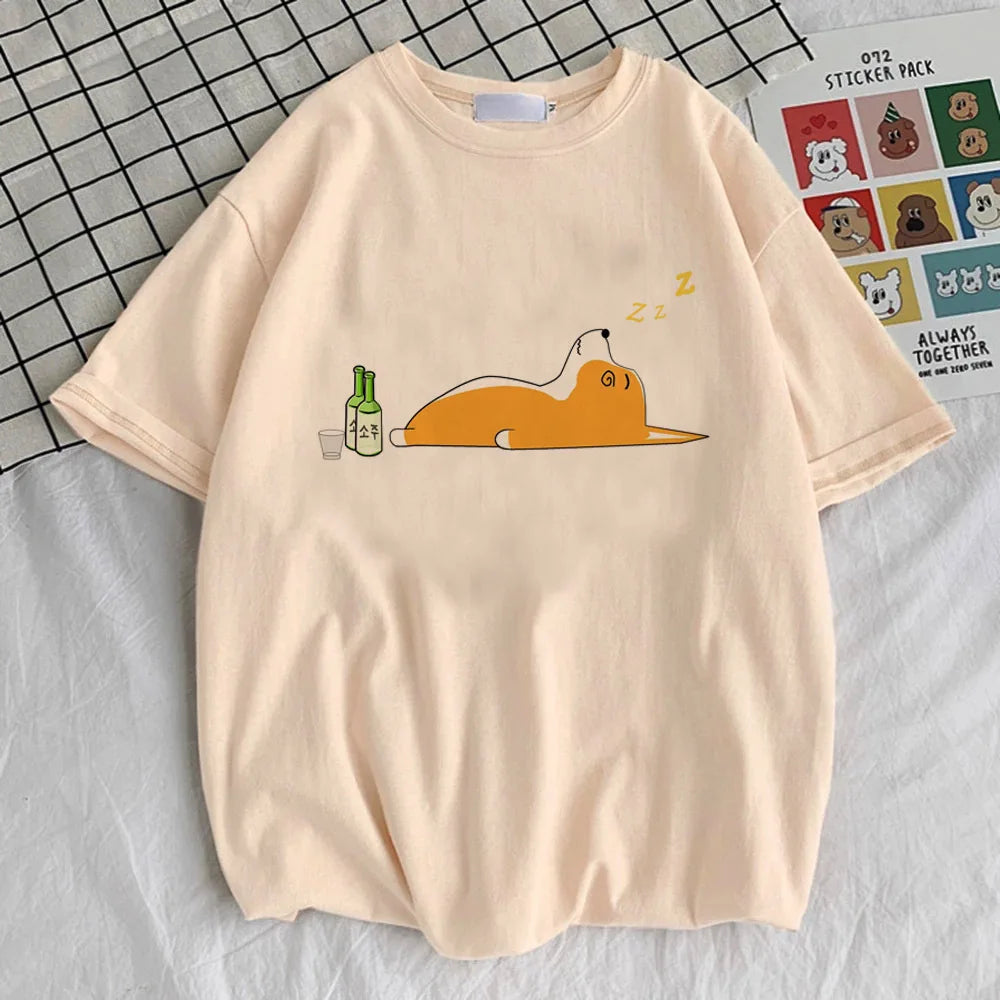 Shiba Inu tshirt teen graphic Pop Culture Grunge Digital University shirt Trendy Vintage anime Breathable hip hop 2000s