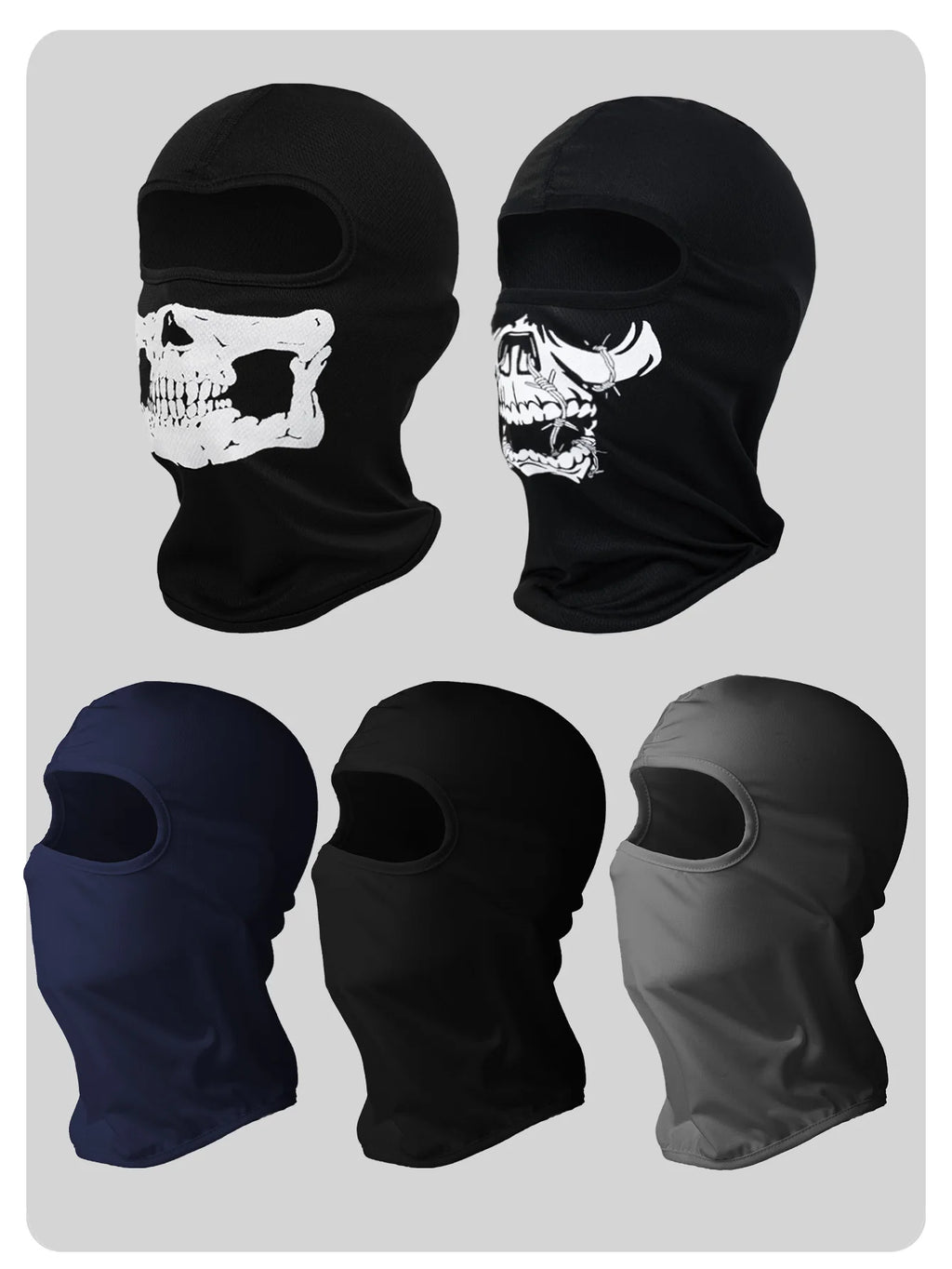 Musion Black Ghosts Balaclava Full Face Mask for Cosplay Motorcycle Cycling Outdoor Skateboard Hiking Skiing
