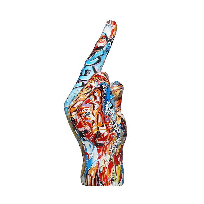 Graffiti Middle Finger Ornament Art And Crafts Resin Gesture Statue Desktop Ring A Living Room Home Decoration