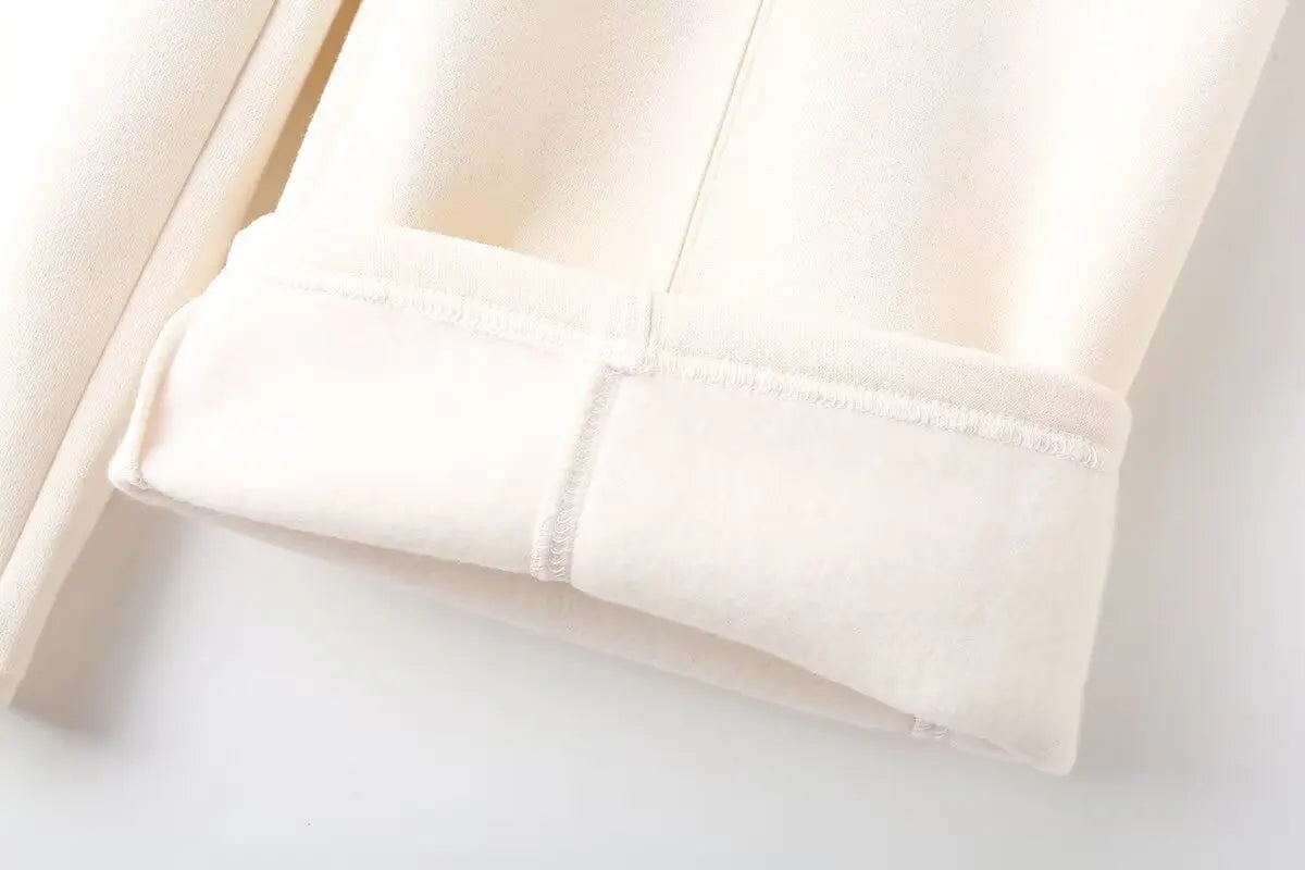 HH Women's Fall 2-Piece Retro Solid Color Zip Bomber Jacket Sweatshirt+High Waist Lace Up Women's Wide Leg Pants Street Wear