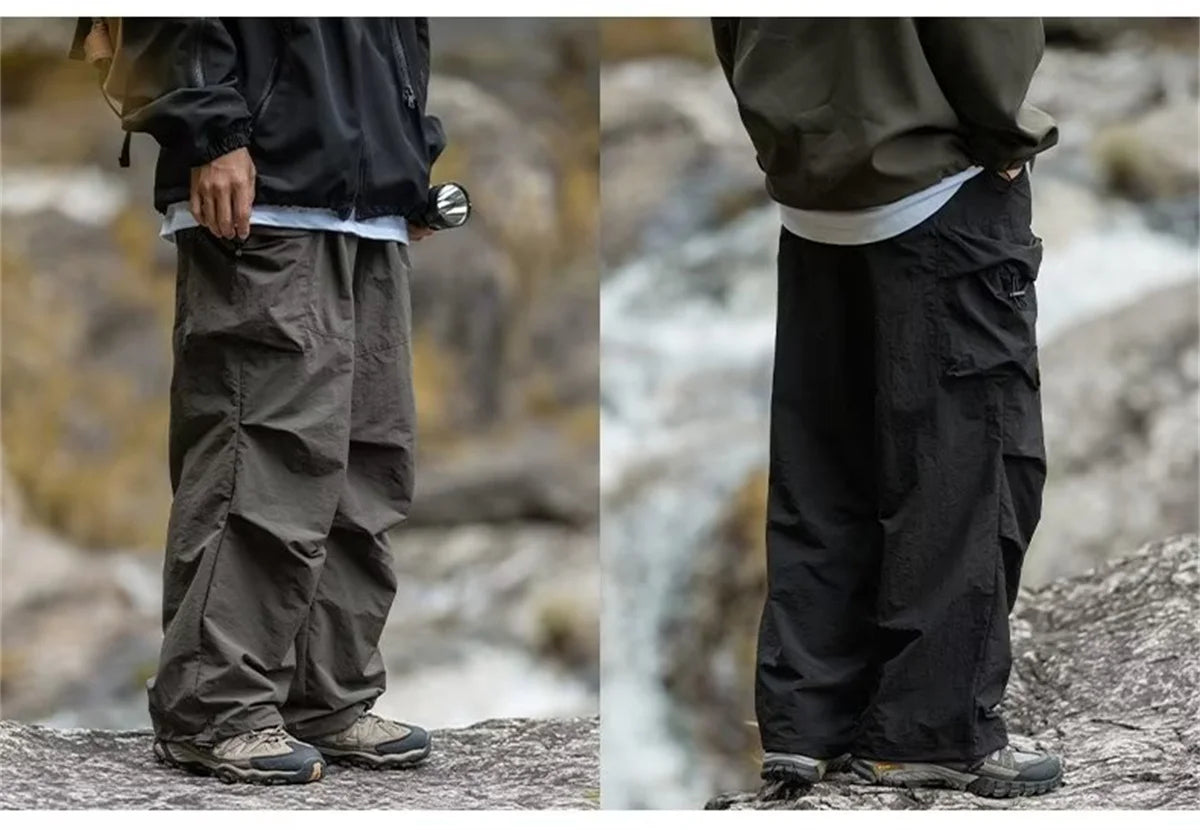 Men's Spring and Autumn New Waterproof Hip Hop Mountaineering Pants Casual Harajuku Work Pants Black Cargo Outwear Pants