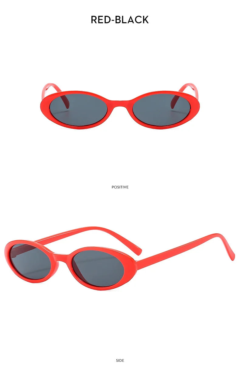 New Small Oval Sunglasses Women Men Trendy Vintage Hip Hop Cat Eye Sun Glasses Female Leopard Black Punk Eyewear UV400 Oculos