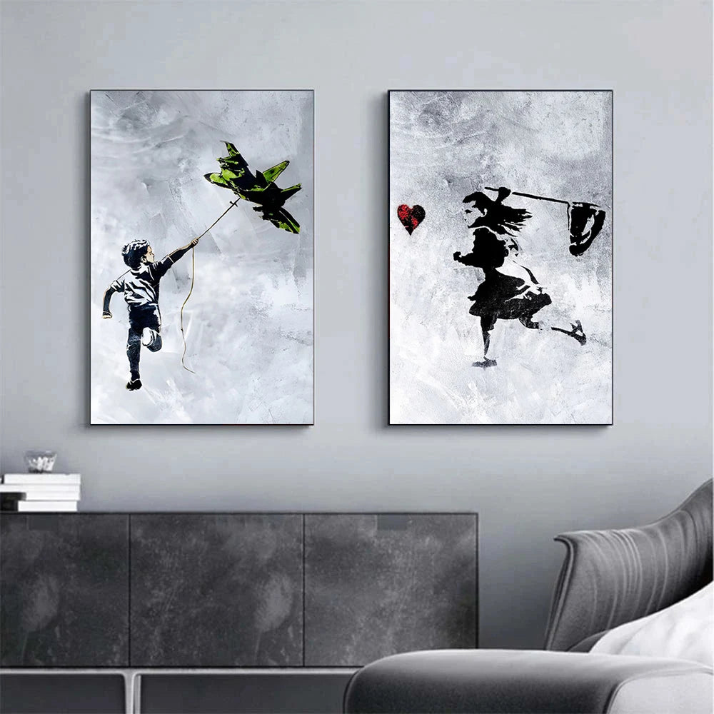 Street Graffiti Abstract Art Wall Posters Girl With Balloon Modern Home Room Decor Canvas Painting Mural Pictures Prints Artwork