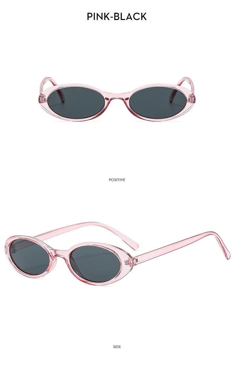 New Small Oval Sunglasses Women Men Trendy Vintage Hip Hop Cat Eye Sun Glasses Female Leopard Black Punk Eyewear UV400 Oculos