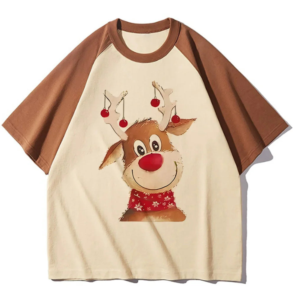 Christmas top tees teen Colorful Vintage aesthetic Grunge Y2k korean clothes tshirt hip hop Graphic harajuku Grunge Pop Culture