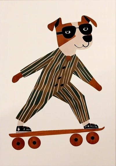 Funny Animals Rabbit Dog Bear Cat Lion Skateboard Posters Prints Crocodile Wall Art Canvas Nursery Pictures for Kids Room Decor