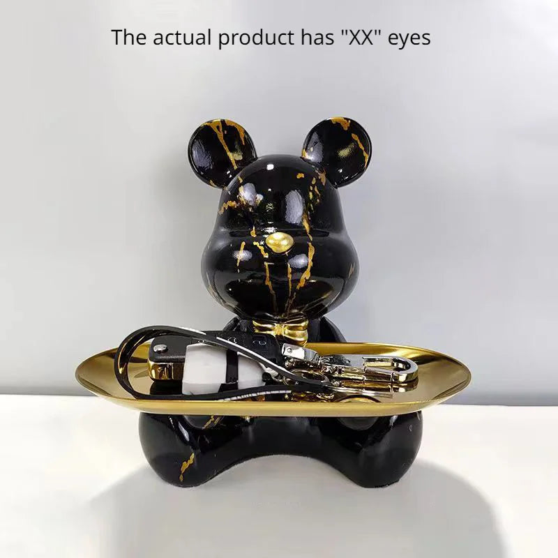 Graffiti Bear Figurine Home Decoration Animal Statue Keys Candy Storage Shelf Modern Room Sculpture Table Decor Statues Ornament
