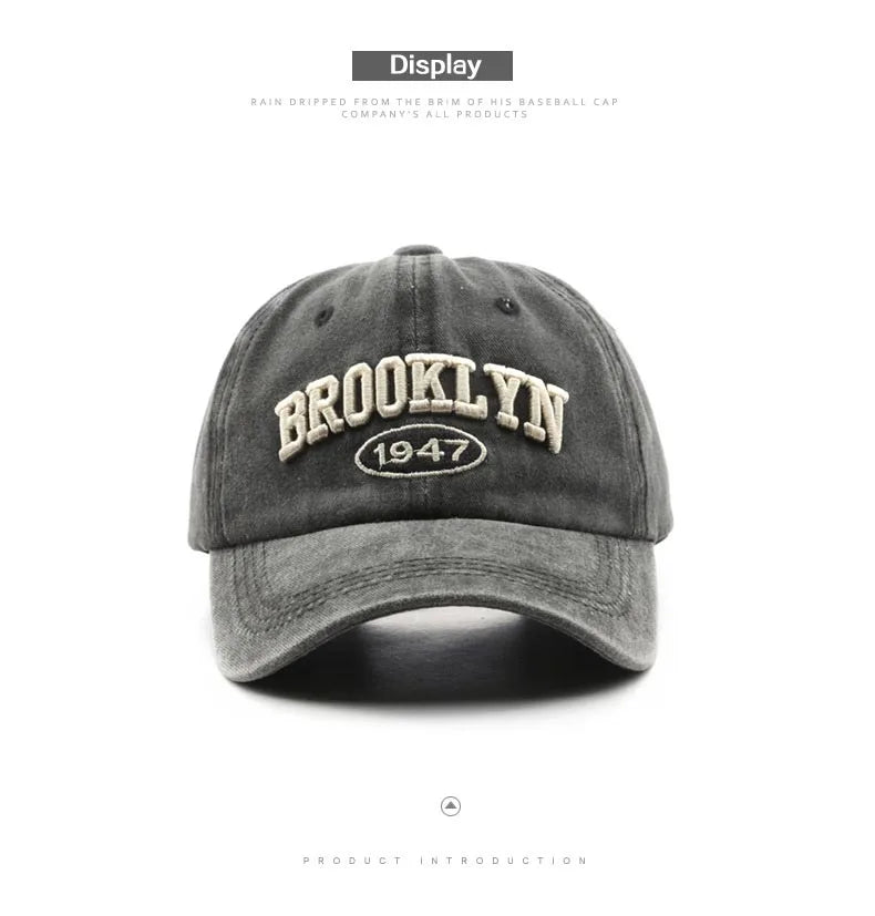 Brooklyn Alphabet Baseball Cap Men Women's Cowboy Baseball Cap Summer Cotton Hat Snapback Hip-Hop Hat Casual Gorra Hombre Visor