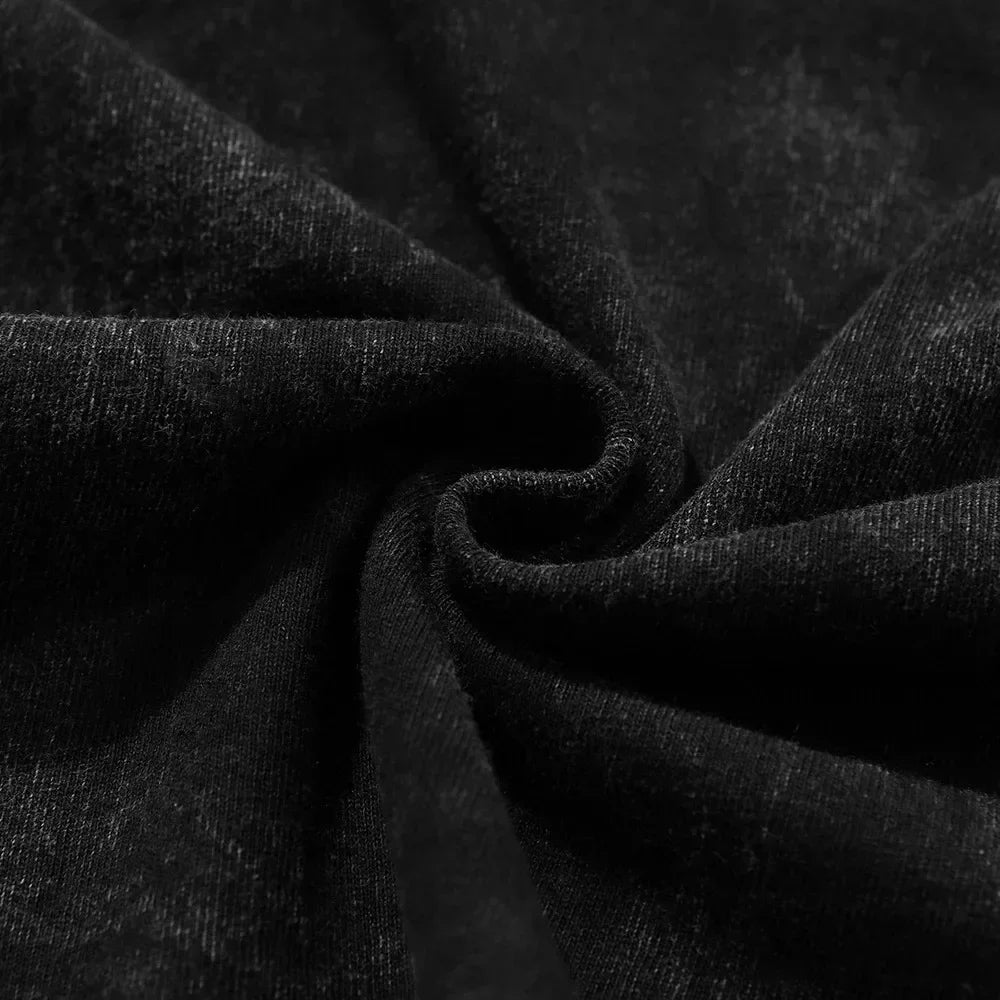 Graffiti Emoji, Retro Washed High-quality Cotton Pattern T-shirt, Men's T-shirt, Round-neck Top, Short Sleeve