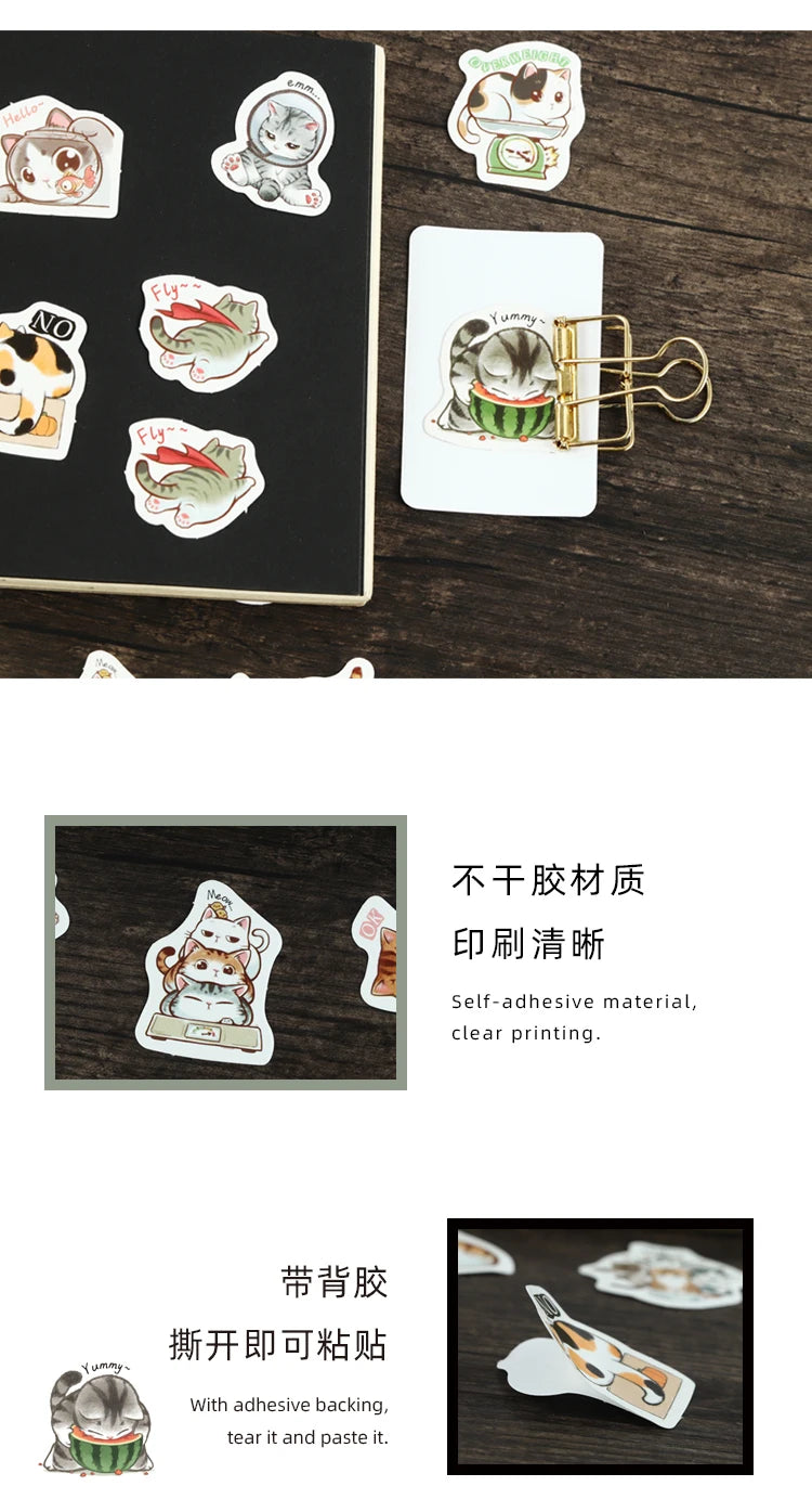 46pcs/Bag,Cat Stickers,Be for Suitcase Skateboard Luggage Laptop Phone Diy Sticke Decoration Stationery School Supplies Toys