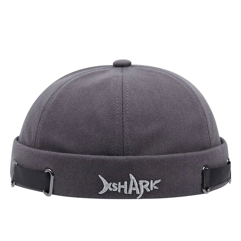 Vintage Brimless Hat Breathable Shark Beanie Hat Cotton Retro Men Adjustable Docker Cap Literary Sailor Cap Women Hip Hop Hat