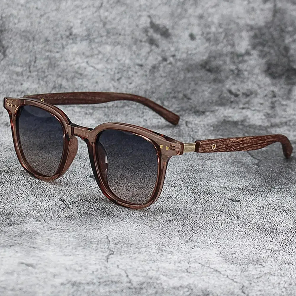 Trendy Retro Wood Grain Sunglasses - Polarized UV Protection for Men & Women, Perfect for Cycling & Outdoor Street Photography