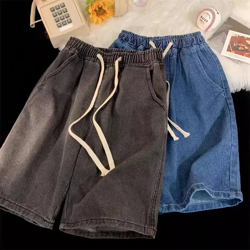 2025 Baggy Jeans Shorts for Men Casual Loose Fit Wide Leg Denim Jorts Y2K Vintage Hip Hop Skateboard Long Jorts Male Streetwear