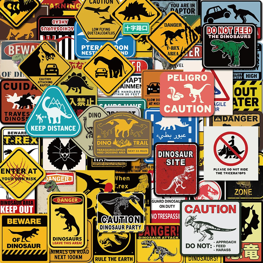 60PCS Jurassic World Signs Dinosaur Painting Vintage Stickers Plant Luggage Motorcycle Bike Laptop Decals Graffiti Sticker