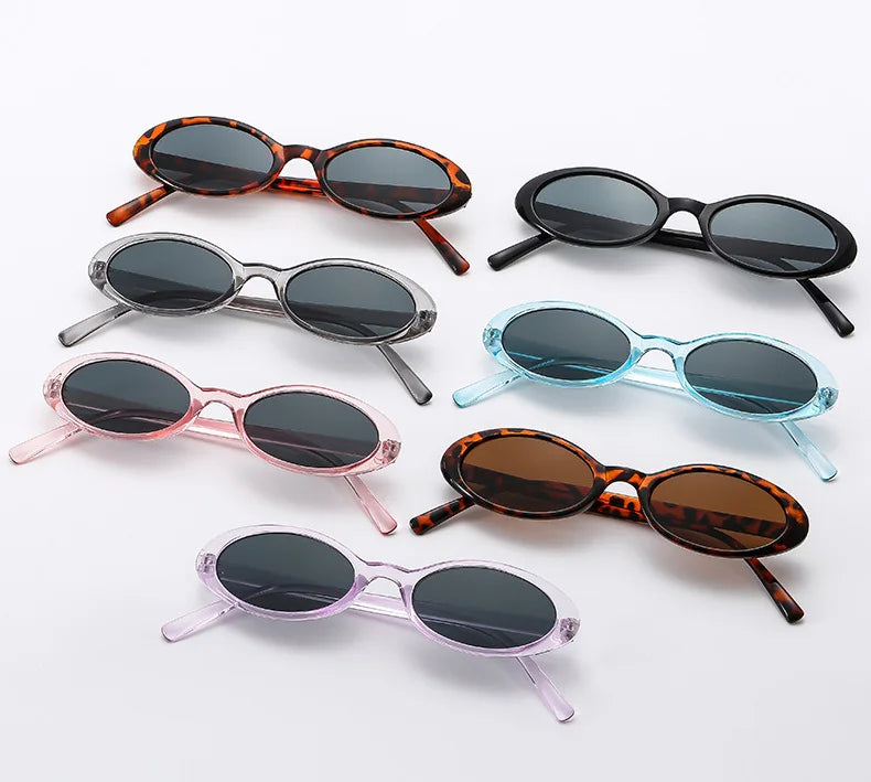 New Small Oval Sunglasses Women Men Trendy Vintage Hip Hop Cat Eye Sun Glasses Female Leopard Black Punk Eyewear UV400 Oculos