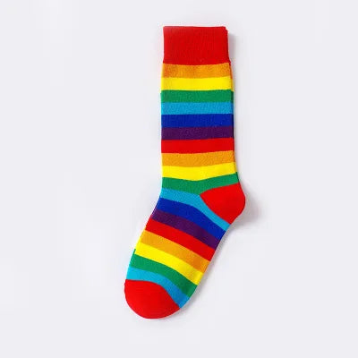 3 pairs of new rainbow socks, hip-hop socks, trendy street culture