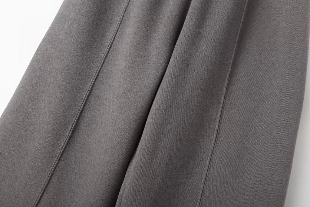 HH Women's Fall 2-Piece Retro Solid Color Zip Bomber Jacket Sweatshirt+High Waist Lace Up Women's Wide Leg Pants Street Wear