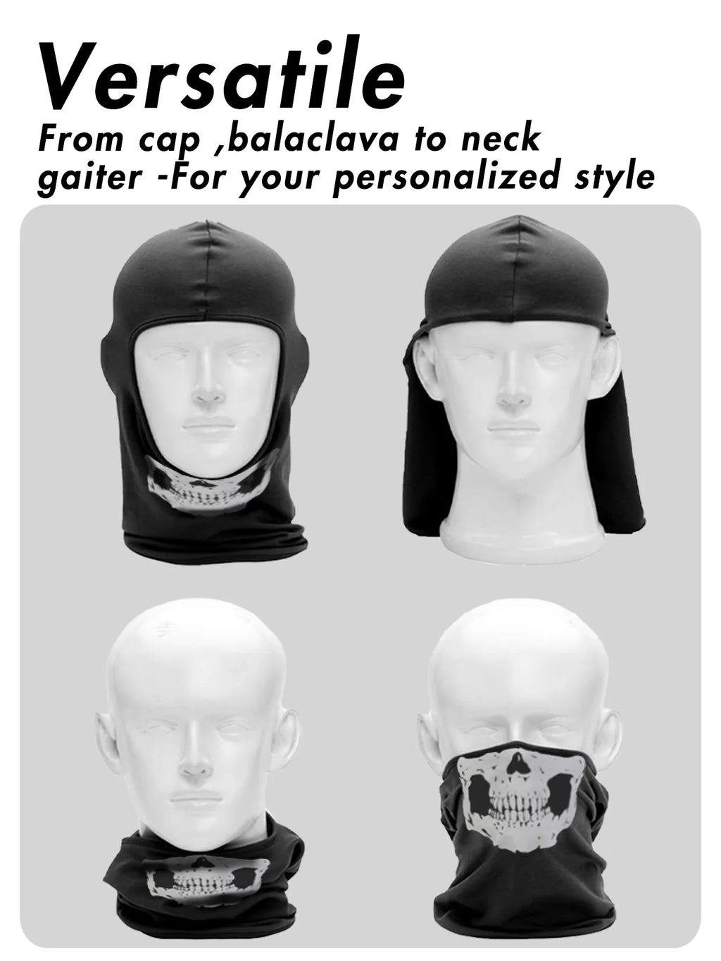 Musion Black Ghosts Balaclava Full Face Mask for Cosplay Motorcycle Cycling Outdoor Skateboard Hiking Skiing