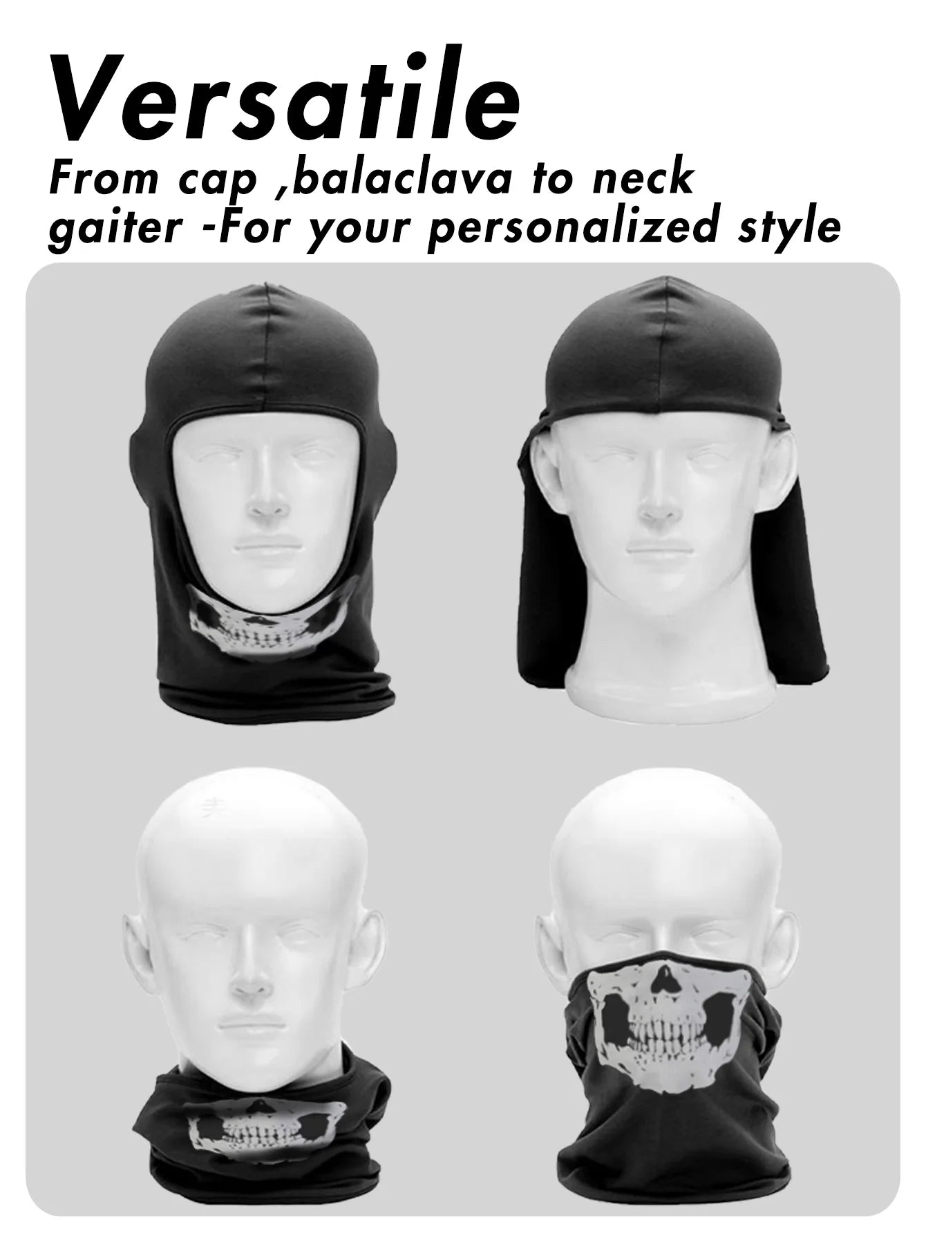 Musion Black Ghosts Balaclava Full Face Mask for Cosplay Motorcycle Cycling Outdoor Skateboard Hiking Skiing