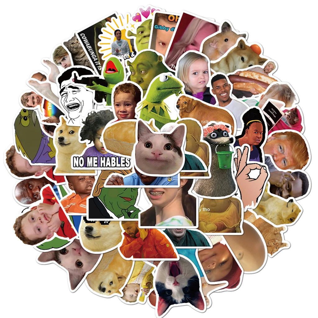 50PCS Funny Meme Graffiti Stickers Flakes For Cars Motorcycles Furniture Luggage Skateboards Lable