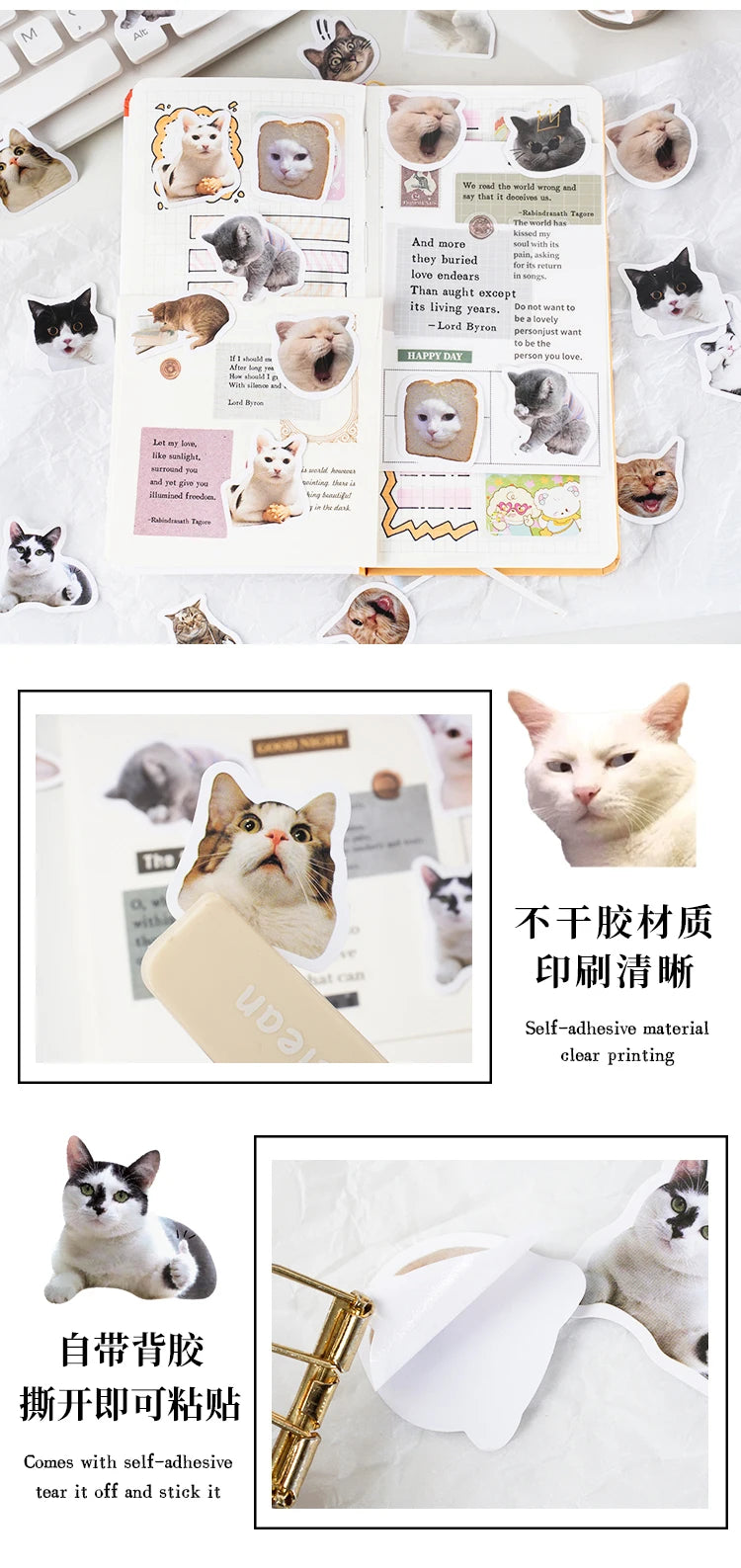46pcs/Bag,Cat Stickers,Be for Suitcase Skateboard Luggage Laptop Phone Diy Sticke Decoration Stationery School Supplies Toys