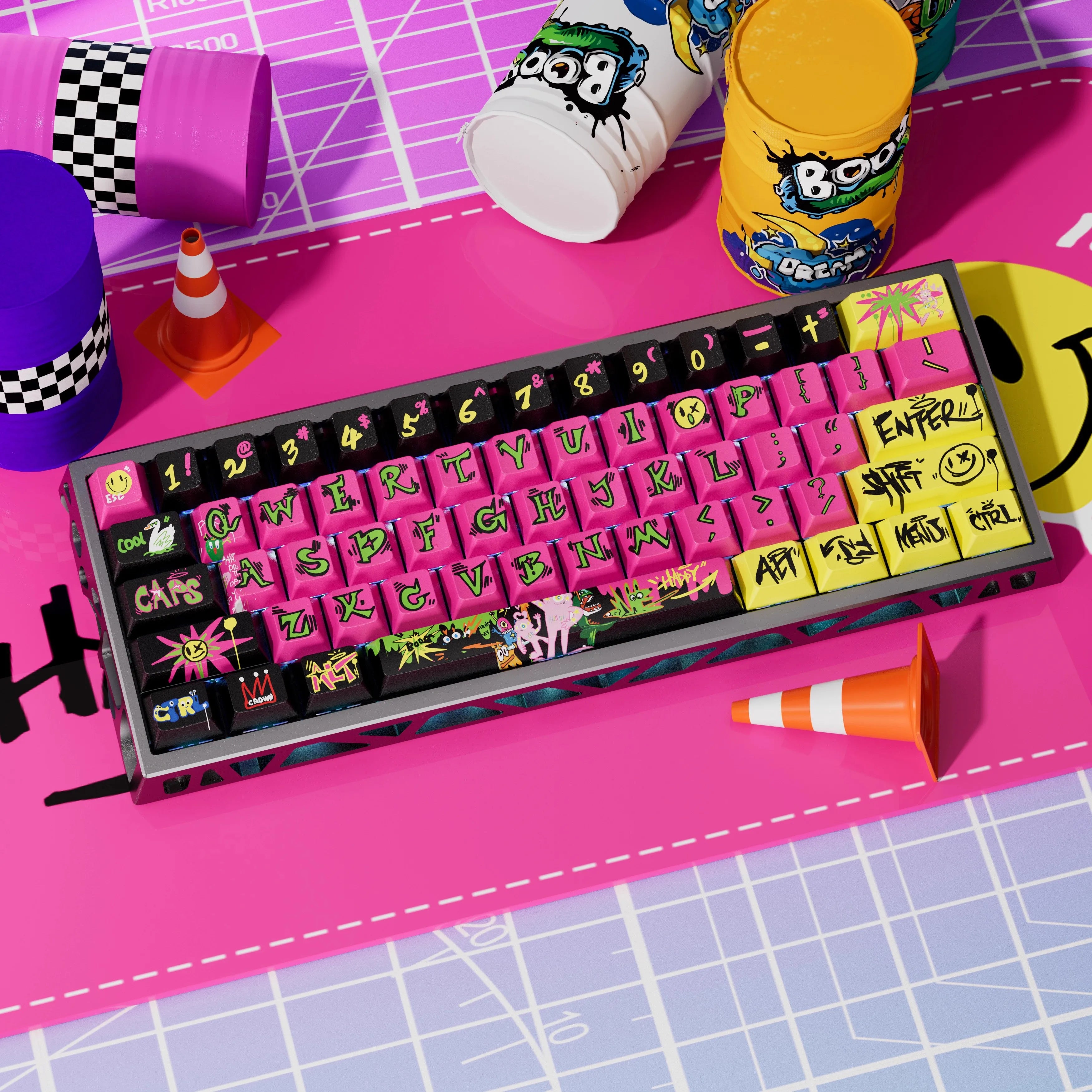 Graffiti Maniac Theme Keycaps - Sublimation Process PBT Material - Suitable For Art Lovers-Original Factory Height